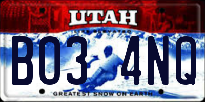 UT license plate B034NQ