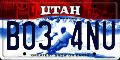 UT license plate B034NU
