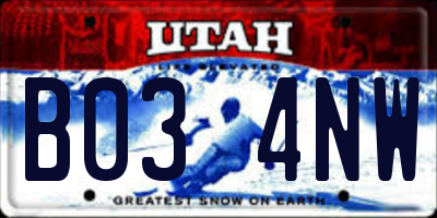 UT license plate B034NW