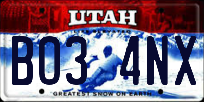 UT license plate B034NX