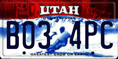 UT license plate B034PC