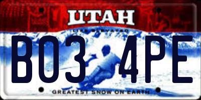 UT license plate B034PE