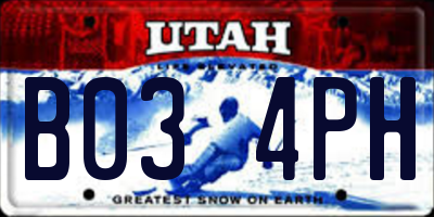 UT license plate B034PH