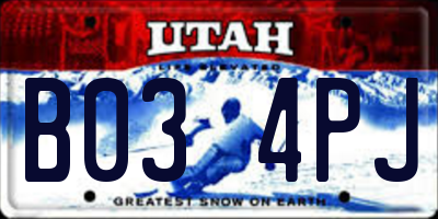 UT license plate B034PJ