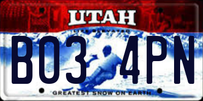 UT license plate B034PN
