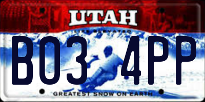 UT license plate B034PP