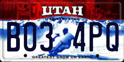 UT license plate B034PQ