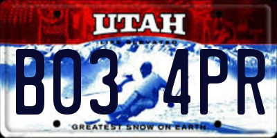 UT license plate B034PR