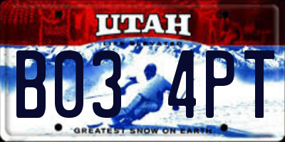 UT license plate B034PT