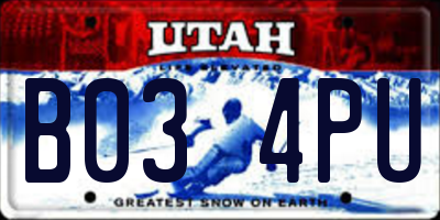 UT license plate B034PU