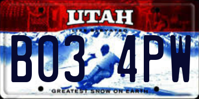 UT license plate B034PW