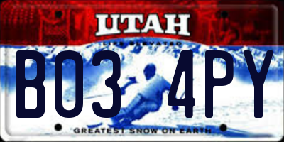 UT license plate B034PY