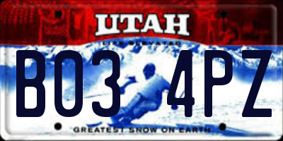 UT license plate B034PZ