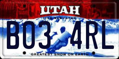UT license plate B034RL