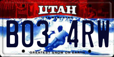 UT license plate B034RW