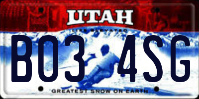 UT license plate B034SG