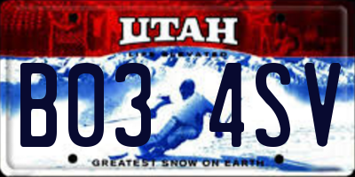 UT license plate B034SV