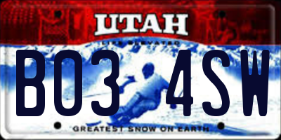 UT license plate B034SW