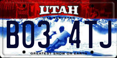 UT license plate B034TJ