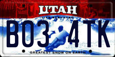 UT license plate B034TK