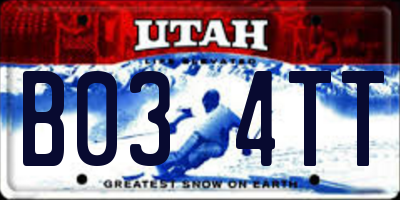 UT license plate B034TT