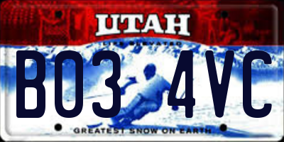UT license plate B034VC