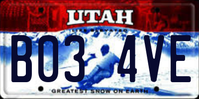 UT license plate B034VE