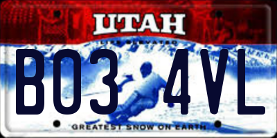 UT license plate B034VL