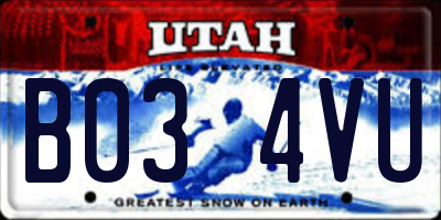 UT license plate B034VU