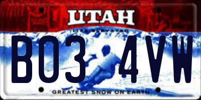UT license plate B034VW