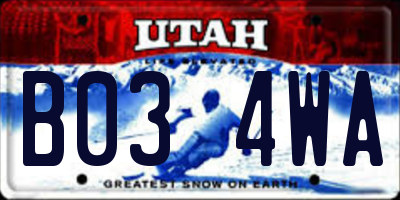 UT license plate B034WA