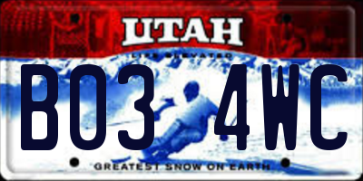 UT license plate B034WC