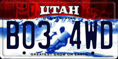 UT license plate B034WD