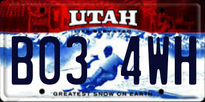 UT license plate B034WH