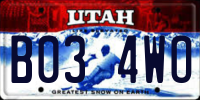 UT license plate B034WO