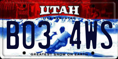 UT license plate B034WS