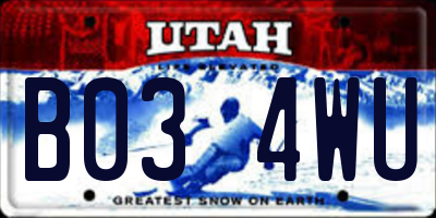 UT license plate B034WU