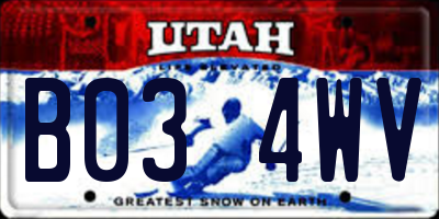UT license plate B034WV