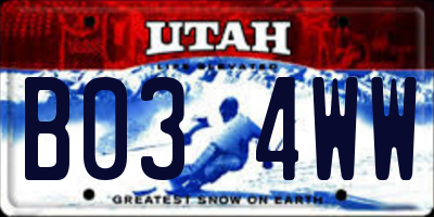 UT license plate B034WW