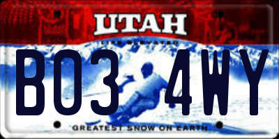 UT license plate B034WY