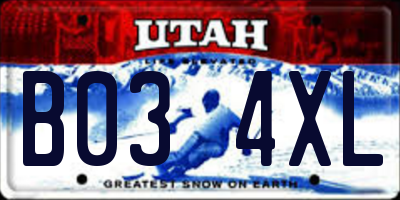 UT license plate B034XL