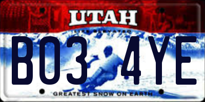 UT license plate B034YE