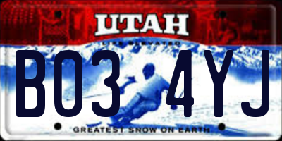 UT license plate B034YJ