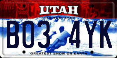 UT license plate B034YK