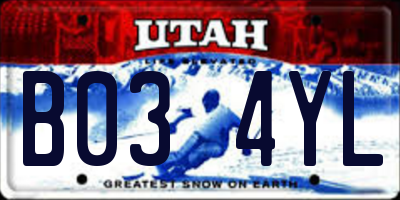 UT license plate B034YL