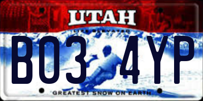UT license plate B034YP