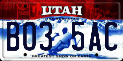 UT license plate B035AC