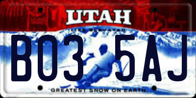 UT license plate B035AJ