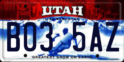 UT license plate B035AZ