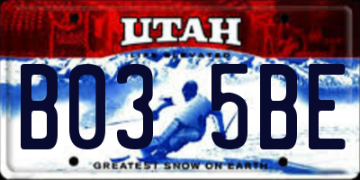 UT license plate B035BE